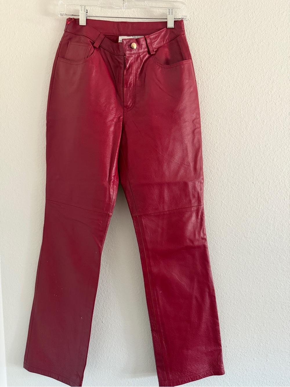 Vintage Newport News Womens Red Leather Pants wide leg 6/26